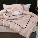 Herside Pink Mocha Satin Comforter Set 7 Pcs Full Size Bed in a Bag Luxury Satin Bedding Set with Comforter Pillowcases and Sheets Sets Mini Pompoms Design Super Soft Silky Bed Set for All Seasons Herside