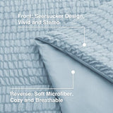 Love's cabin Seersucker Light Blue Twin Comforter Set, 5-Piece All Season Lightweight Bed in a Bag Bedding Set with Comforter, Flat Sheet, Fitted Sheet, Pillowcase and Sham Love's cabin