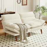 Amada Convertible Futon Sofa Bed - Corduroy Loveseat with Adjustable Backrest & Armrests, Thickened Seat Cushion, Small Space Sleeper Couch for Apartment, Study Room & Office（Off-White，66 Inch ） AMADA HOMEFURNISHING