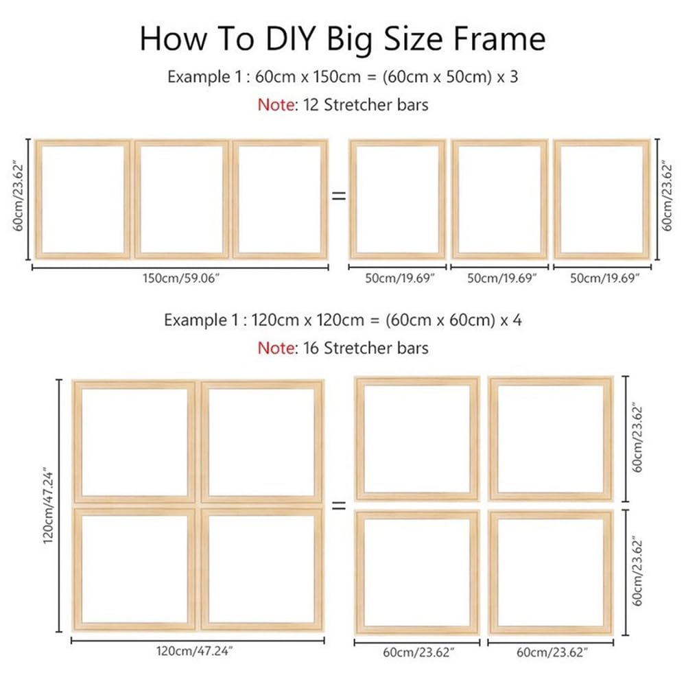DIY Canvas Stretcher Bars Canvas Frame Sturdy Stretcher Frames Gallery Wrapped Canvas Wall Art Frame Kits Canvas Wood Stretcher Bars for Oil Paintings Prints Paint by Numbers Posters - 12x16 Inch Nustila