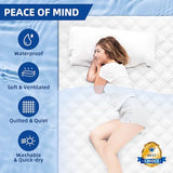 MEELUS Padded Full Mattress Protector, Breathable Waterproof Mattress Pad Cover Fitted Deep Pocket 8"-21", Soft Noiseless Mattress Cover Washable Cooling for Home Hotel Bedroom, White MEELUS