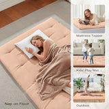 Mollydot Japanese Floor Futon Mattress Queen Size 60"x 80", Foldable Bed Mattress, Portable Tatami Mat Sleeping Pad, Folding Futon Cushion, Roll Up Floor Lounger for Guest Room Dormitory (Khaki) Mollydot