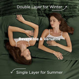 Bedsure Gentlesoft 2-in-1 King Size Comforter Set and Detachable Fluffy Blanket, Olive Green Bedding Set for All Season Use, SnapTech Design for Space Saving(Includes 2 Pillow Shams,2 Pillowcases) Bedsure