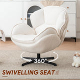 DRKAT Swivel Accent Chair, Modern Recliner Lounge Chair with Metal Base Frame, Comfy Tufted Armchair for Living Room, Bedroom, Home Office, Beige