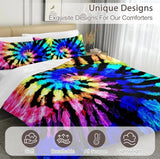 BlessLiving Tie Dye Comforter Set Hippie Bedding Set King Trippy King Size Tie Dye Bed Set Blue Purple Black 3 Piece Gypsy Bohemian Comforter Psychedelic Quilt with 2 Pillow Shams BlessLiving