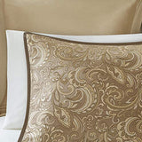 Madison Park Essentials Brystol 24 Piece Room in a Bag Faux Silk Comforter Jacquard Paisley Design Matching Curtains Down Alternative Hypoallergenic All Season Bedding-Set, Queen(90"x90"), Brown Madison Park