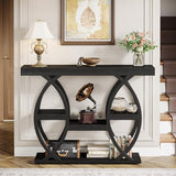 Tribesigns 39.4" Console Table, Industrial 4-Tier Sofa Table Entryway Table with Storage Shelves, Narrow Wood Accent Tables with Metal Frame for Small Spaces, Hallway, Foyer, Black Tribesigns