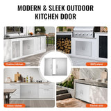 VEVOR Outdoor Kitchen Door, 31W x 24H Inch Double Wall BBQ Access Door, Stainless Steel Flush Mount Door, Double Vertical Door with Handles and Hooks, for BBQ Island, Grilling Station, Outside Cabinet VEVOR