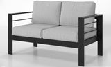 Kiss the Water Outdoor Patio Furniture Loveseat Sofa, All-Weather Metal Aluminum Patio Couch with 5" Thick and Soft Cushion and Wide Arm, Outdoor Couch for Balcony, Porch, Backyard Kiss the Water