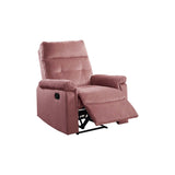 Luxury Velvet Manual Recliner Chair - Overstuffed Recliner with Tufted Back & Pillow Top Arms, Tuft Reclining Chairs with Adjustable Footrest, Mid Century Manual Recliners for Living Room (Pink) JCRRFLT