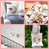 Zhenqing 3-Piece Hummingbird Embroidery Kit for Beginners - Complete Set with Pre-Printed 29x29cm Cotton Fabric, Hoop, Threads & Tools (C0168)