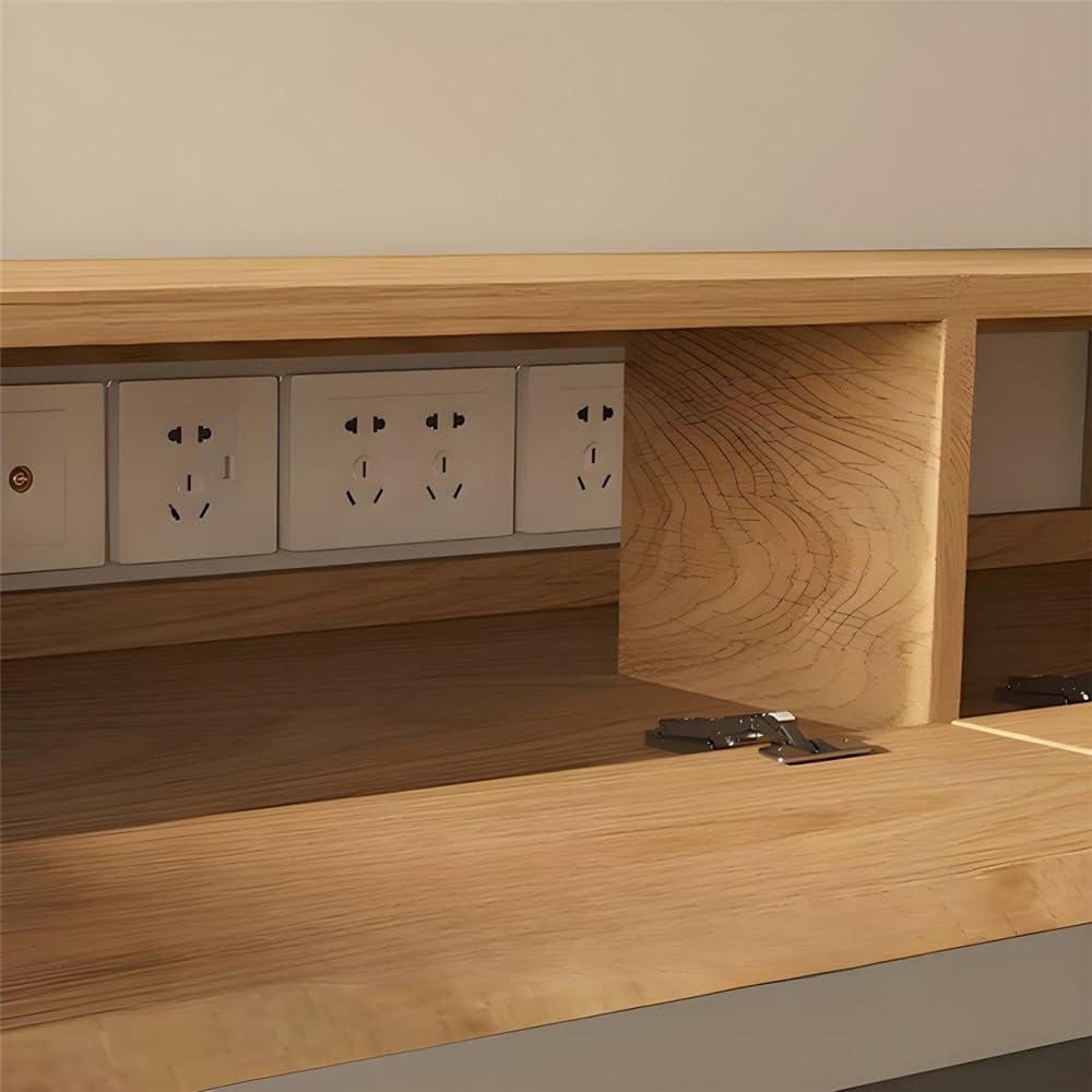 NIUYAO Floating TV Stand Modern Wood Wall Mounted Cable Management Entertainment Center with 2 Drawer 2 Cabinet Media Console Floating Storage Cabinet -Brown 94.5" L x 9.5" W x 8" H NIUYAO