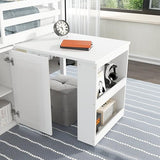 VilroCaz Twin Size Low Loft Bed with Pulling-Out Desk and Storage Cabinets, Multiple Functions Wooden Loft Bed Frame with Storage Shelves and Drawers for Kids Teens Boys Girls (White-1.16) VilroCaz
