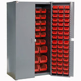 Global Industrial Bin Cabinet with 144 Red Bins, 38x24x72, Assembled Global Industrial