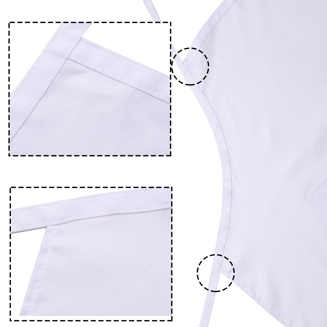 multifuns 12 pcs White Aprons Bulk Waterdrop Resistant for Women Men Kitchen Cooking Grilling Aprons with 2 Pockets (24x28 inch, White