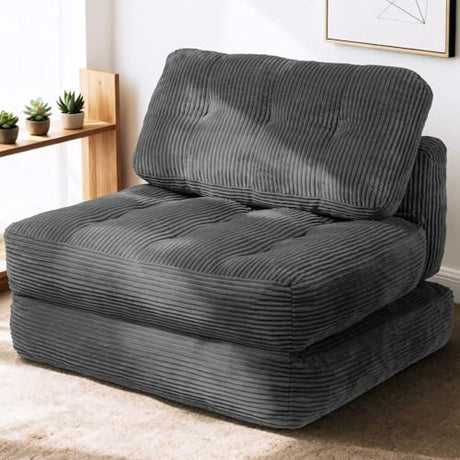 Art3d Folding Sofa Bed, Convertible Sleeper Sofa Bed with Pilow & Back Support, 3 in 1 Long Futon Boneless Couch, Comfy Floor Couch for Living Room, Bedroom, Dark Gray Art3d