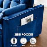 tiramisubest Sleeper Sofa Bed,55'' Convertible Pull Out Couch with Side Pockets,Velvet Fabric Loveseat Sleeper Sofa with Adjustable Backrest for Living Room,Apartment(Blue) tiramisubest