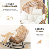 Vongrasig Wicker Rocking Egg Chair PE Rattan with Cushion, Oversized Patio Lounge Rocker Chair for Outdoor, Indoor, Livingroom, Backyard, Garden (Beige) Vongrasig