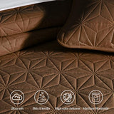 Whale Flotilla King Quilt Bedding Set, Soft Brown Bedspreads Quilts King Size for All Seasons, 3 Pieces Lightweight Geometric Star Pattern Coverlet Whale Flotilla