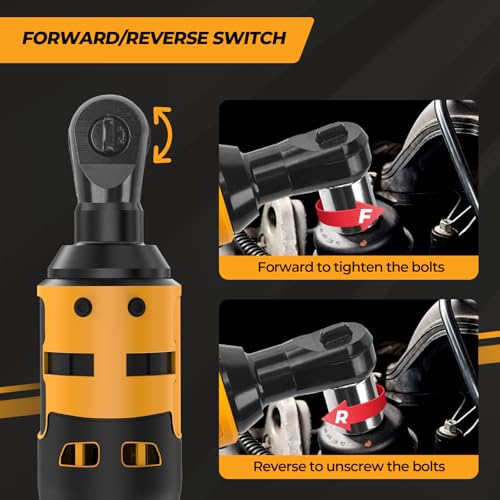 3/8" Cordless Ratchet Wrench Compatible with Dewalt 20V Battery(No Battery) Power Ratchet Wrench Tool Kit,7CS Sockets,Extension Bar,1/4" Adaptor,Variable Speed Trigger - WoodArtSupply