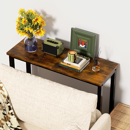 GRLEAF 29.5" Narrow Console Table, Small Entryway Table, Thin Hallway Table Skinny Sofa Side Display Table for Entrance, Bedroom, Living Room, Foyer, Corridor, Office - Rustic Brown (9.5" Deep) GRLEAF
