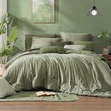 Monbix King Size Comforter Set, Sage Green King Size Bed Set Reversible 7 Pieces, Cationic Dyeing Bed in a Bag with Comforter, Sheets, Pillowcases & Shams Monbix