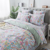 FADFAY Paisley Duvet Cover Set Queen Bohemian Damask Paisley Bedding Luxurious Pink Boho Paisley Comforter Cover Set 100% Cotton Ultra Soft Quilt Cover with Hidden Zipper Closure 3 Pieces, Queen Size FADFAY
