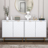 Scurrty Set of 2 31.5'' Sideboard Buffet Cabinet with Storage, Top Weight Capacity 150lbs Sideboard Storage Cabinet with Doors and Adjustable Shelf, Accent Cabinet for Living Room, Kitchen, White Scurrty