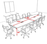 Modern Boat Shaped 12' Feet Conference Table, OF-CON-C134 UTM Furniture