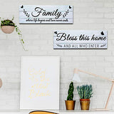 Jetec Wooden Family Signs Rustic Bless This Home Wood Family Decor Wall Art Farmhouse Entryway Decoration for Bedroom Living Room Office, 13.8 x 4.7 Inch (White) Jetec