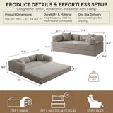 NAYA 79" Convertible Sofa Bed, 4-in-1 Corduroy Boneless Futon Couch, Folding Sleeper Sofa, No Assembly Floor Couch for Living Room, Bedroom, Apartment, Grey NAYA