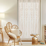 Osunnus Boho Macrame Window Curtain Room Divider Doorway Curtain 79 x 35 Inches Large Long Macrame Wall Hanging for Living Room Bedroom Bohemian Home Decor Wedding Backdrop, Gypsophila - 1 Panel L Osunnus