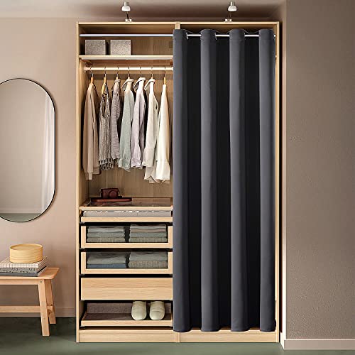 ChrisDowa Blackout Door Curtains for Doorway Privacy, Grommet Closet Curtains for Bedroom Closet Door, Thermal Insulated Temporary Doorway Cover Room Divider Drapes (1 Panel, Dark Grey, 34 x 80 Inch) ChrisDowa