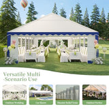 LUXOAK 20 x 40 FT Extra Large Outdoor Event Shelter, Wedding Party Tent with Sidewall Windows & 2 Side Doors, Heavy Duty Canopy Gazebo Tent for Garden Patio Carport, White with Blue Stripes LUXOAK