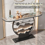 Modern Console Tables for Entryway with Metal Base/LED Light Entryway Table, Console Table Half Moon Hallway Table for Living Room, Hallway, Foyer, Entrance(Black C,120x30x80cm) Diodceraic