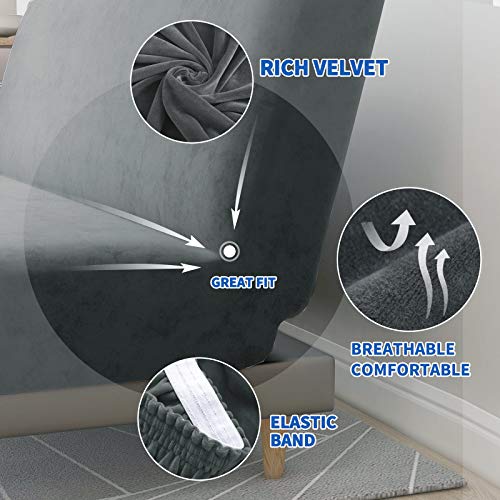 MAXIJIN Velvet Futon Cover Full Size Stretch Futon Mattress Cover Thick Soft Armless Sofa Bed Slipcover Plush Couch Furniture Protector with Elastic Bottom, Machine Washable (Gray) MAXIJIN