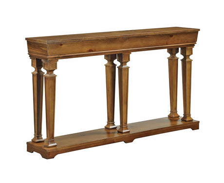Acme Garrison 60" Rectangular Wooden Frame Console Table with Shelf in Oak Acme