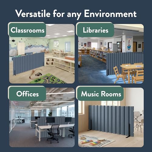 Angeles 48" x 6' Quiet Divider With Sound Dampening Panels, Freestanding Room Divider Wall, Gray Angeles