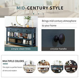 Vintage Console Table Modern Solid Wood Frame Sofa Table with 2 Tier Open Shelves and Top Storage Drawers Entryway Table for Living Room, Hallway, Front Hall, Stairs Area, Easy Assembly Knocbel