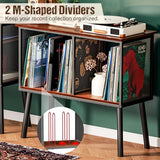 Record Player Stand with Adjustable Divider Vinyl Storage Holder Up to 200 Albums Mid-Century Large Record Player Table Vinyl Holder Turntable Stand End Table for Bedroom & Living Room, Patent Pending Simple Serenity