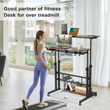 Hadulcet Mobile Standing Desk Adjustable Height, Rolling Desk Stand Up Desk, Mobile Laptop Desk, Rolling Computer Desk with Charging Station, Portable Desk with Wheels, Rustic Brown Hadulcet