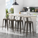 YOUNIKE 30 Inches Metal Barstools Counter Height Bar Stools Set of 4 Indoor Outdoor Patio Bistro Home Kitchen Low Back Stackable Bar Chairs Rusty Grey YOUNIKE