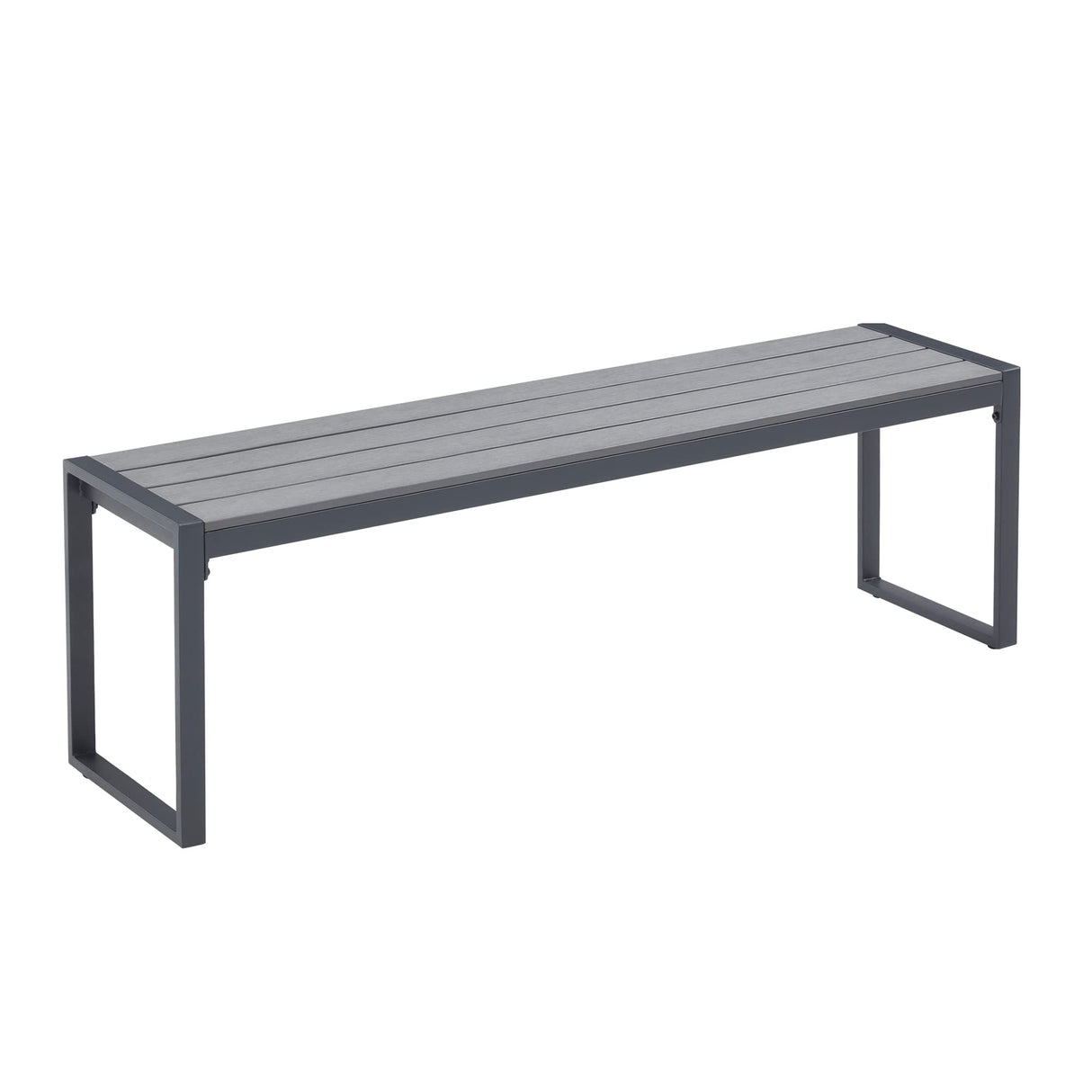 VICLLAX Outdoor Bench for Lawn Garden, Backless Patio Garden Bench, Grey Metal Frame VICLLAX
