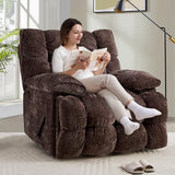 VIKAYAMICS Oversized Rocker Recliner Chair 42” Power Swivel Recliner for Living Room Overstuffed Extra Wide Rocking Recliners with Breathable Soft Fabric Up to 400lbs(Manual Brown)
