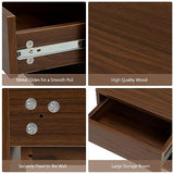 JAXPETY Nightstands Set of 2, Night Stand with Drawer, Floating Nightstand with Open Storage Shelf, Wall Mounted Wood Bedside Tables, End Table, Side Table, for Bedroom, Brown Walnut JAXPETY