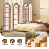 ALeesing Folding Room Divider Privacy Screen Freestanding 6-Panel Shoji Style Wooden Frame Decorative Partition Wall for Bedroom Office Apartment Natural ALeesing