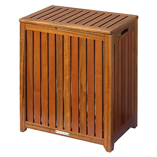 Oceanstar Solid Wood Spa Laundry Hamper 24.75 in high x 20 in Wide x 13.25 in deep, Brown Oceanstar