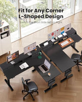 ErGear L Shaped Electric Standing Desk, 63" Ergonomic Corner Height Adjustable Desk with Drawers, Sit Stand Computer Table with Storage for Work Office Home, Black ErGear