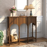 Topbele 40" Console Table with Storage Shelf, Retro Entryway Table, Wooden Sofa Table with Roman-Style Legs for Living Room, Hallway, Brown Topbele