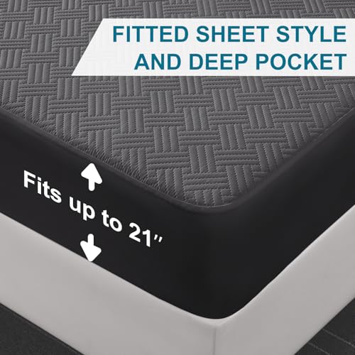 GOPOONY Waterproof Mattress Protector Queen Size - Breathable, Noiseless, Ultra-Soft Bed Cover, Mattress Pad Cover with Deep Stretchable Pockets 8"-21" (Gray) GOPOONY